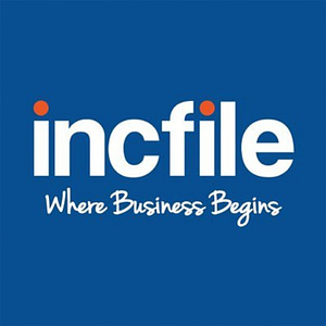 Blue box with the words Incfile Where Business Begins